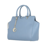Pebbled Leather Medium Satchel Bag // Denim Blue