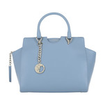 Pebbled Leather Medium Satchel Bag // Denim Blue