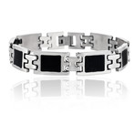 Square Link Bracelet // Black + Silver