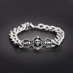 Enamel Skull Station + Curb Chain Bracelet // Black + Silver