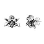 Crystal Skull Stud Earrings // White