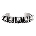 Skull Studded Bangle Cuff // Black + Silver
