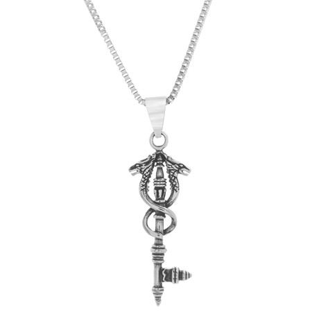 Double Dragon Necklace // Silver