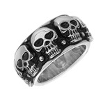 Skull Design Ring // Black + Silver (Size 9)