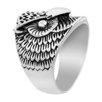 Owl Design Ring // Black + Silver (Size 9)