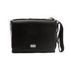 Grained Leather Messenger Bag // Black