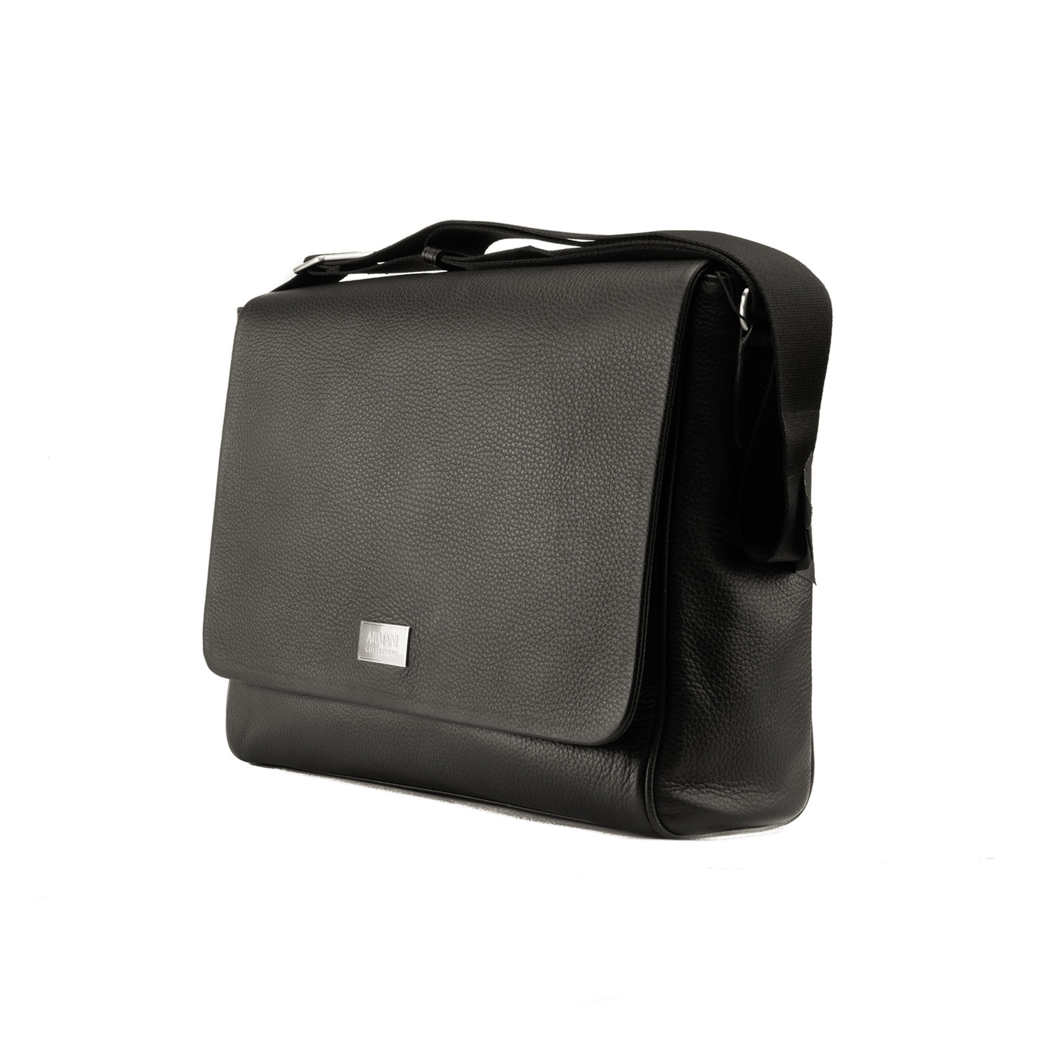 Armani Collezioni // Grained Leather Messenger Bag // Black - Salvatore ...