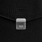 Grained Leather Briefcase Bag + Shoulder Strap // Gunmetal Black