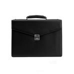 Armani // Grained Leather Briefcase Bag + Shoulder Strap // Black