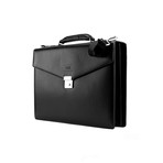 Leather Briefcase Bag + Shoulder Strap // Black