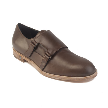 Leather Lace-up Monk Strap Oxford Dress Shoe // Brown (US: 6)
