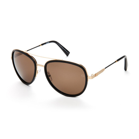 Zegna // Aviator Polarized Sunglasses // Gold + Brown