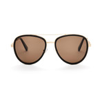 Zegna // Aviator Polarized Sunglasses // Gold + Brown
