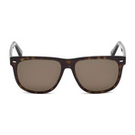 Zegna // Classic Rectangle Polarized Sunglasses // Tortoise + Brown