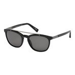 Zegna // Men's Rectangle Top Bar Polarized Sunglasses // Black + Gray