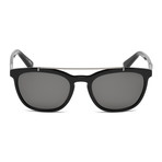 Zegna // Men's Rectangle Top Bar Polarized Sunglasses // Black + Gray