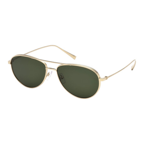 Zegna // Titanium Aviator Sunglasses // Pale Gold + Green
