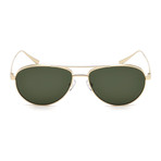Zegna // Titanium Aviator Sunglasses // Pale Gold + Green