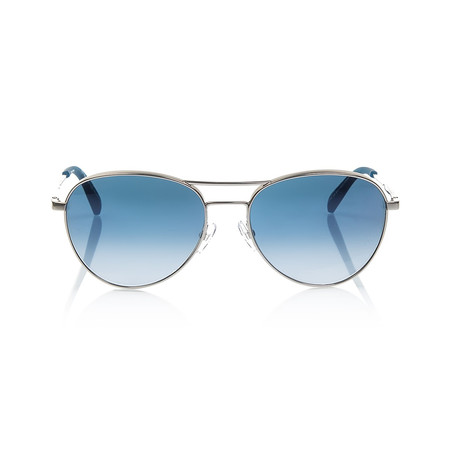 Titanium Aviator Sunglasses // Silver + Blue Gradient