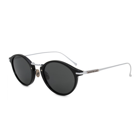 Montblanc // Round Titanium Sunglasses // Silver + Black + Gray