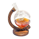 Etched Globe Liquor Decanter // Glass Biplane