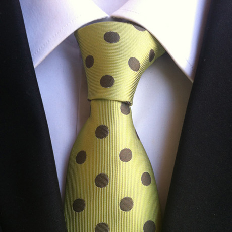 Handmade Silk Tie // Lime + Brown Polka Dot