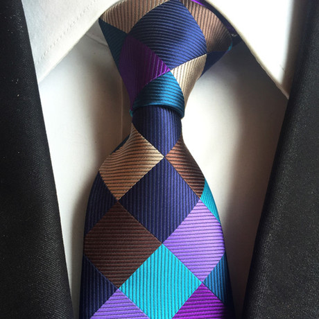Handmade Silk Tie // Purple + Teal + Brown