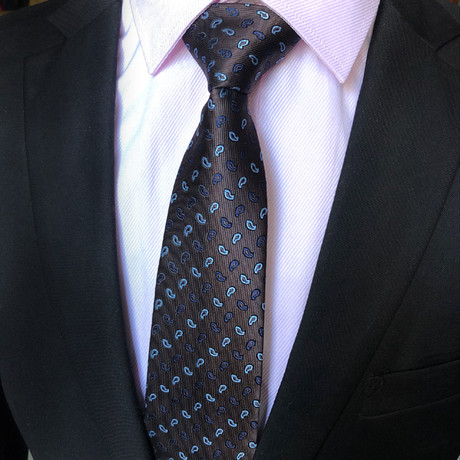 Handmade Silk Tie // Coffee + Blue Designs