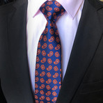 Handmade Silk Tie // Navy + Orange Paisley