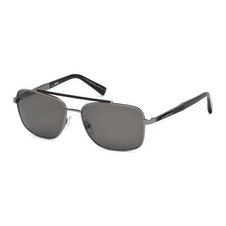 Zegna // Polarized Navigator Sunglasses // Silver + Gray