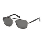 Zegna // Polarized Navigator Sunglasses // Silver + Gray