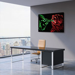 Bull vs Bear // Green + Red Flame (24"W x 18"H // Gallery Wrapped)