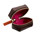 Sanderson Leather Cufflink Box (Smoky Quartz Brown & Oxblood)