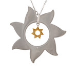 Vintage Bliss by Damiani 18k Yellow Gold + Stainless Steel Girasole Diamond Pendant Necklace
