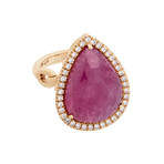 Vintage Giovanni Ferraris 18k Rose Gold Diamond + Pink Sapphire // Ring Size: 5.75