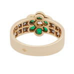 Vintage Van Cleef & Arpels 18k Yellow Gold Emerald + Diamond Ring // Ring Size: 4