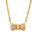 Vintage Van Cleef & Arpels 18k Yellow Gold Diamond Bow Necklace