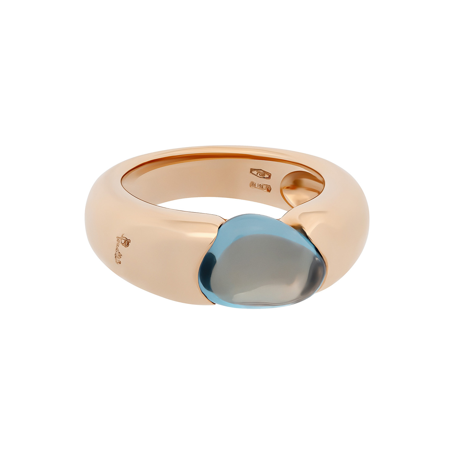 Vintage Pomellato Sassi 18k Rose Gold Blue Topaz Ring // Ring Size: 5. ...
