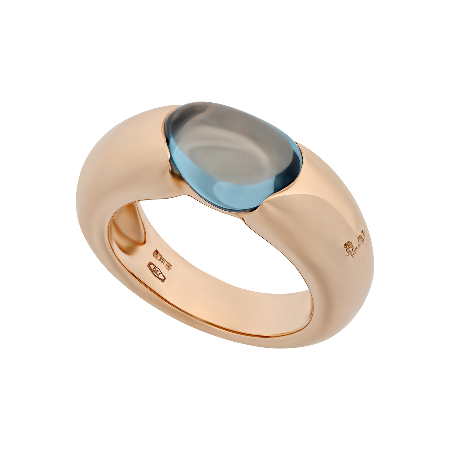 Vintage Pomellato Sassi 18k Rose Gold Blue Topaz Ring // Ring Size: 5. ...