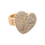 Vintage Pomellato Sabbia 18k Yellow Gold Brown Diamond Heart Ring // Ring Size: 5.75