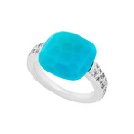 Vintage Pomellato Capri 18k White Gold Turquoise Ring // Ring Size: 4