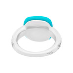 Vintage Pomellato Capri 18k White Gold Turquoise Ring // Ring Size: 4