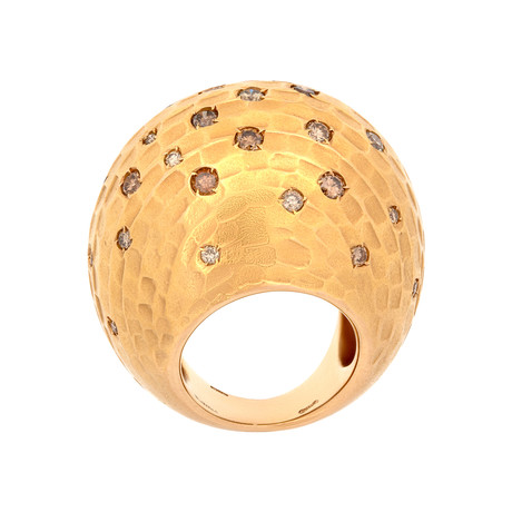 Vintage Pomellato Duna 18k Yellow Gold Brown Diamond Dome Ring // Ring Size: 4.75