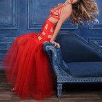 I'm Your Fantasy Mermaid Dress + Tulle Tail // Red (L)