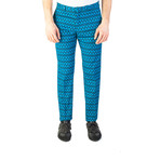 Slim Fit Tribal Print Trouser Pants // Blue + Black (US: 32)