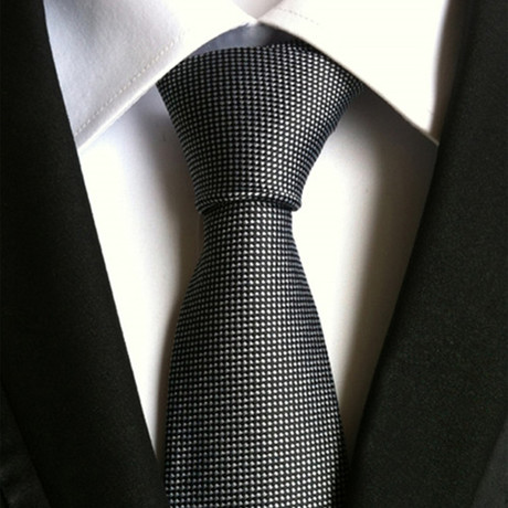 Handmade Silk Tie // Black + White Micro Dot