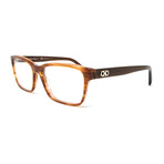 Ferragamo // Men's Square Optical Frame // Striped Brown