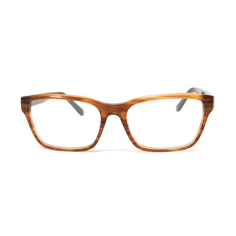 Ferragamo // Men's Square Optical Frame // Striped Brown