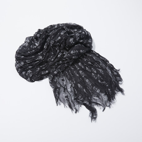 Scull Print Scarf // Charcoal