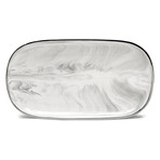 16" Oval Plate (Marble + Platinum)